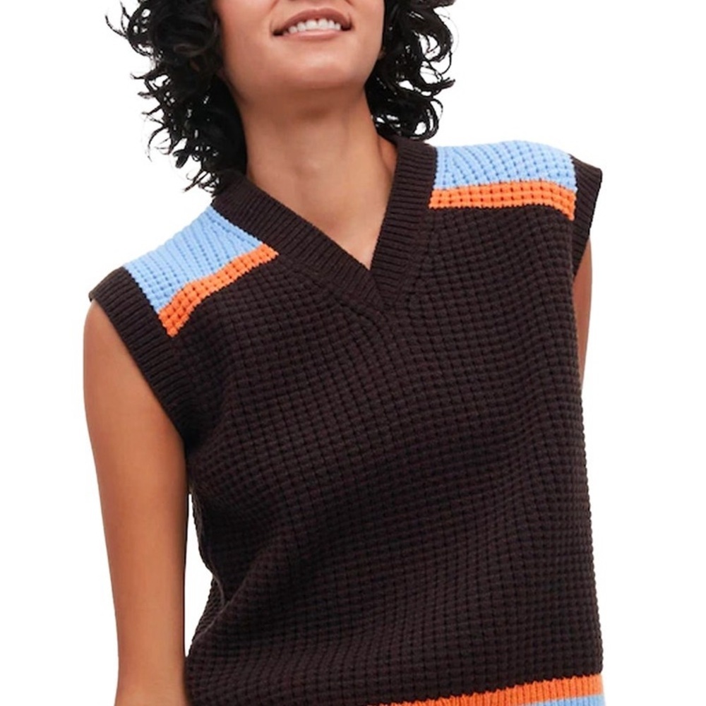 Marni x Uniqlo popcorn knitted sweater vest women’s blue and brown - Picture 5 of 5